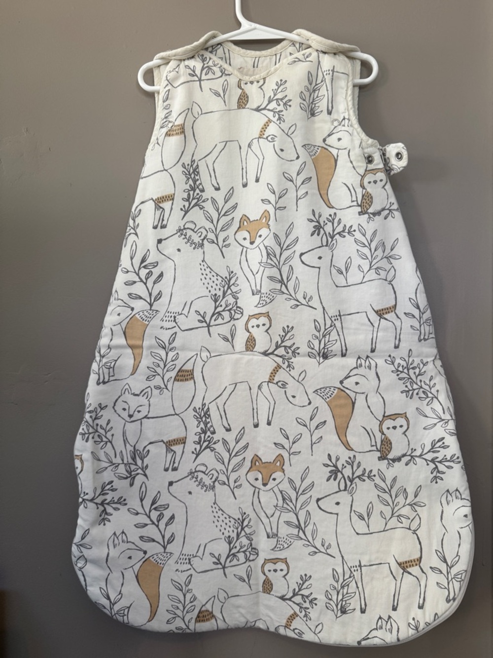 Cream Woodland Friends Sleep Sack with Fox & Deer Print